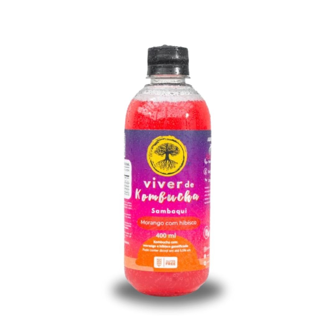 viver de kombucha sabor morango com hibisco